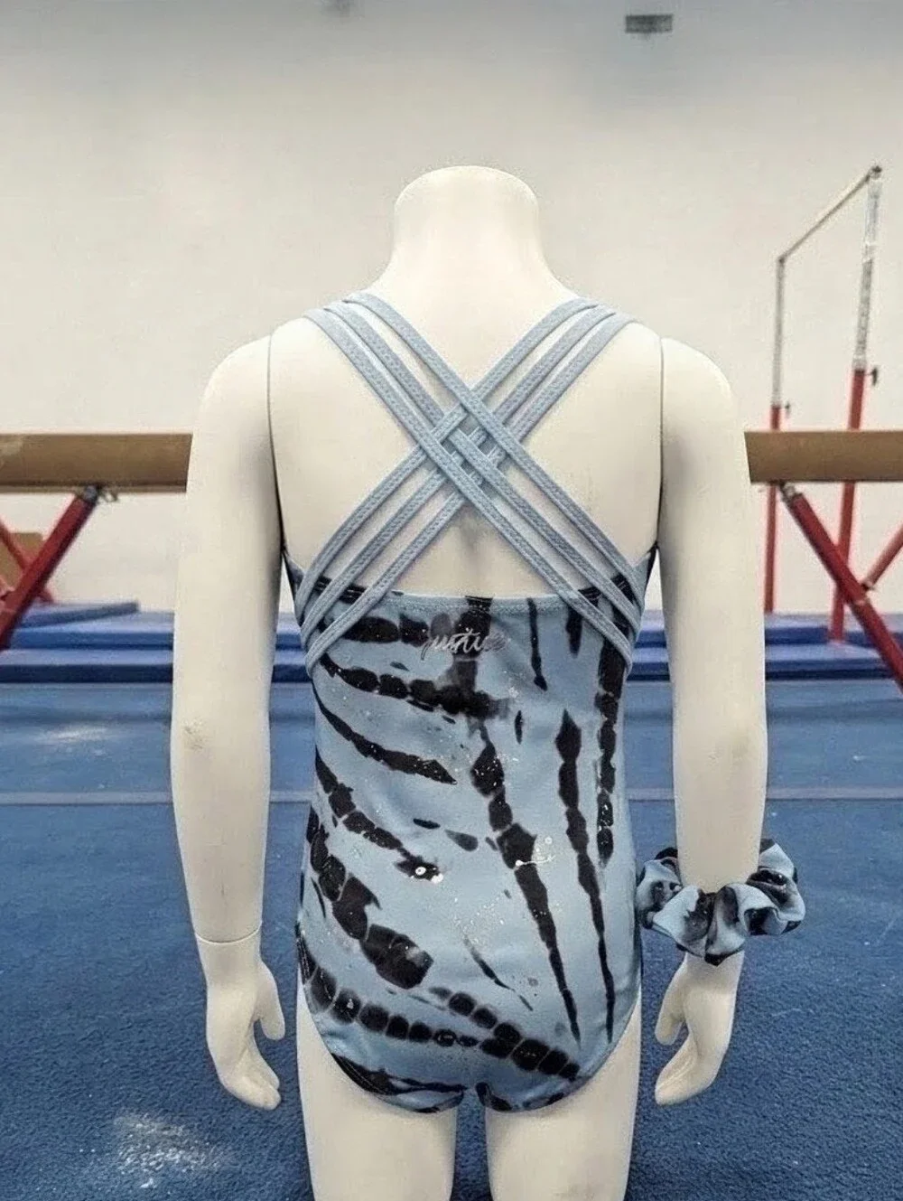 Justice Tie-Dye Light Blue Black Leotard Girls' Gymnastics Dance- Size (7-8)